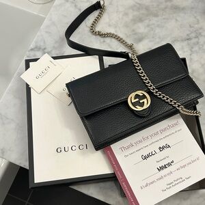 Gucci Black Crossbody Bag with Gold Accents-updated listing